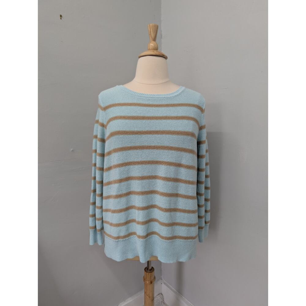 Belles by Kim Gravel Baby Blue Stripe Sweater 1X